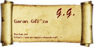 Garan Géza névjegykártya